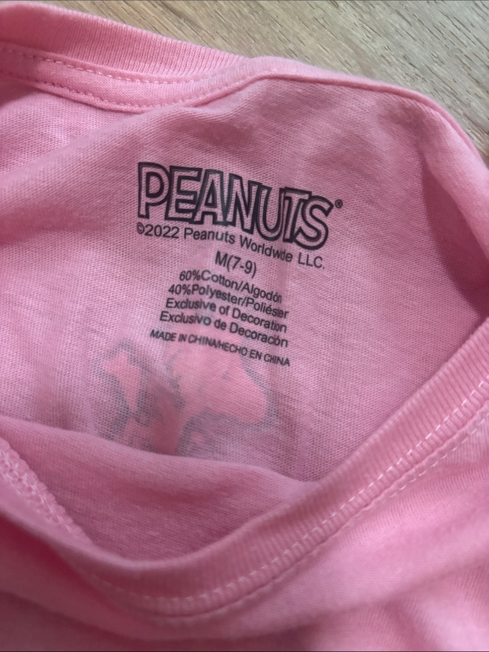 Peanuts Pink Tie-Front Crop Tee Tshirt with Snoopy Patch Medium - Picture 3 of 4